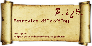 Petrovics Örkény névjegykártya